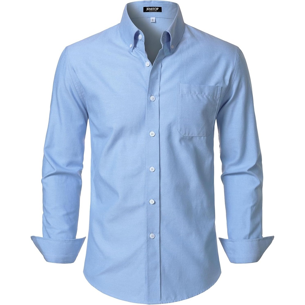 image:imageJEMITOP Mens Lightweight Oxford Long Sleeve ShirtsBlue