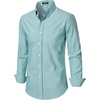 JEMITOP Mens Lightweight Oxford Long Sleeve Shirts(Aqua Green)