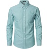 JEMITOP Mens Lightweight Oxford Long Sleeve Shirts(Aqua Green)
