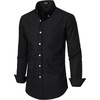 JEMITOP Mens Lightweight Oxford Long Sleeve Shirts(Black)