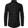 JEMITOP Mens Lightweight Oxford Long Sleeve Shirts(Black)