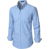 JEMITOP Mens Lightweight Oxford Long Sleeve Shirts(Blue)