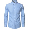 JEMITOP Mens Lightweight Oxford Long Sleeve Shirts(Blue)