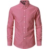 JEMITOP Mens Lightweight Oxford Long Sleeve Shirts(Coral Red)