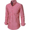 JEMITOP Mens Lightweight Oxford Long Sleeve Shirts(Coral Red)