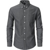 JEMITOP Mens Lightweight Oxford Long Sleeve Shirts(Dark Grey)