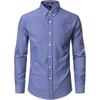 JEMITOP Mens Lightweight Oxford Long Sleeve Shirts(Denim Blue)