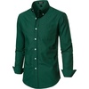 JEMITOP Mens Lightweight Oxford Long Sleeve Shirts(Forest Green)