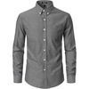 JEMITOP Mens Lightweight Oxford Long Sleeve Shirts(Grey)