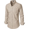 JEMITOP Mens Lightweight Oxford Long Sleeve Shirts(Khaki)