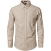 JEMITOP Mens Lightweight Oxford Long Sleeve Shirts(Khaki)