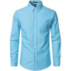 JEMITOP Mens Lightweight Oxford Long Sleeve Shirts(Lake Blue)