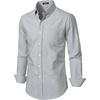 JEMITOP Mens Lightweight Oxford Long Sleeve Shirts(Light Grey)
