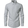 JEMITOP Mens Lightweight Oxford Long Sleeve Shirts(Light Grey)