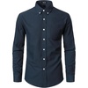 JEMITOP Mens Lightweight Oxford Long Sleeve Shirts(Navy Blue)