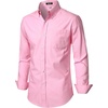 JEMITOP Mens Lightweight Oxford Long Sleeve Shirts(Pink)