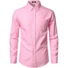 JEMITOP Mens Lightweight Oxford Long Sleeve Shirts(Pink)