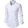 JEMITOP Mens Lightweight Oxford Long Sleeve Shirts(White)