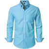 JEMITOP Mens Lightweight Oxford Long Sleeve Shirts(Lake Blue)