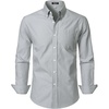 JEMITOP Mens Lightweight Oxford Long Sleeve Shirts(Light Grey)