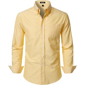 JEMITOP Mens Lightweight Oxford Long Sleeve Shirts(Lemon Yellow)