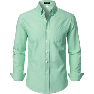 JEMITOP Mens Lightweight Oxford Long Sleeve Shirts(Mint Green)