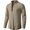 JEMITOP Mens Renaissance Costume Top Pirate Viking Shirt(Khaki)