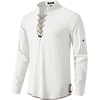 JEMITOP Mens Renaissance Costume Top Pirate Viking Shirt(White)