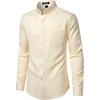JEMITOP Mens Wrinkle-Free Mandarin Collar Dress Shirt(Beige)