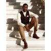 JEMITOP Mens Wrinkle-Free Mandarin Collar Dress Shirt(Beige)