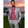 JEMITOP Mens Wrinkle-Free Mandarin Collar Dress Shirt(Hot Pink)