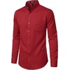 JEMITOP Mens Wrinkle-Free Mandarin Collar Dress Shirt(Red)