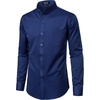 JEMITOP Mens Wrinkle-Free Mandarin Collar Dress Shirt(Royal Blue)