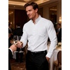 JEMITOP Mens Wrinkle-Free Mandarin Collar Dress Shirt(White)
