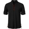 JEMITOP Mens Renaissance Costume Top Pirate Viking Shirt(Black)