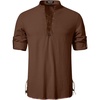 JEMITOP Mens Renaissance Costume Top Pirate Viking Shirt(Brown)