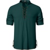 JEMITOP Mens Renaissance Costume Top Pirate Viking Shirt(Dark Green)