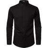 JEMITOP Mens Wrinkle-Free Mandarin Collar Dress Shirt(Black)