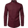 JEMITOP Mens Wrinkle-Free Mandarin Collar Dress Shirt(Burgundy)