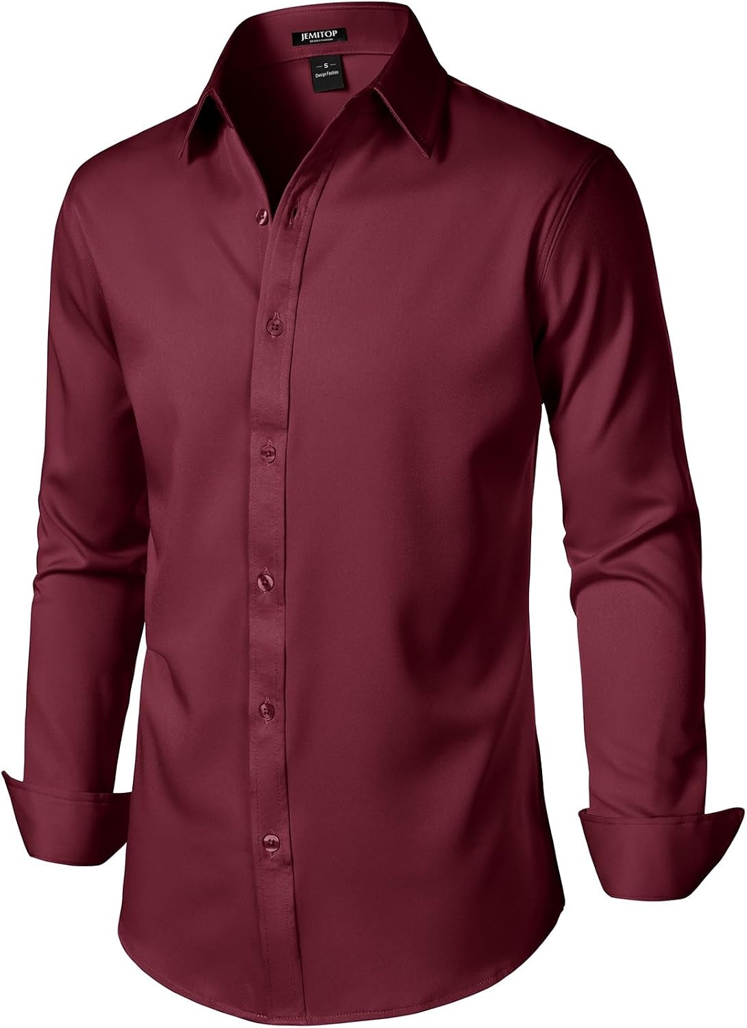 image:imageJEMITOP Mens Stretch WrinkleFree Soft Dress ShirtsBurgundy