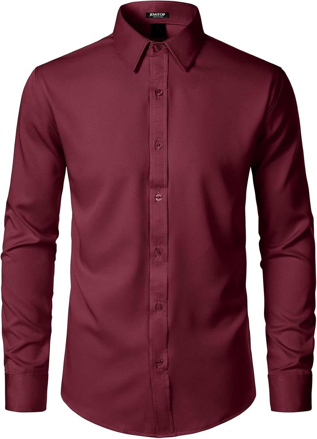 image:imageJEMITOP Mens Stretch WrinkleFree Soft Dress ShirtsBurgundy