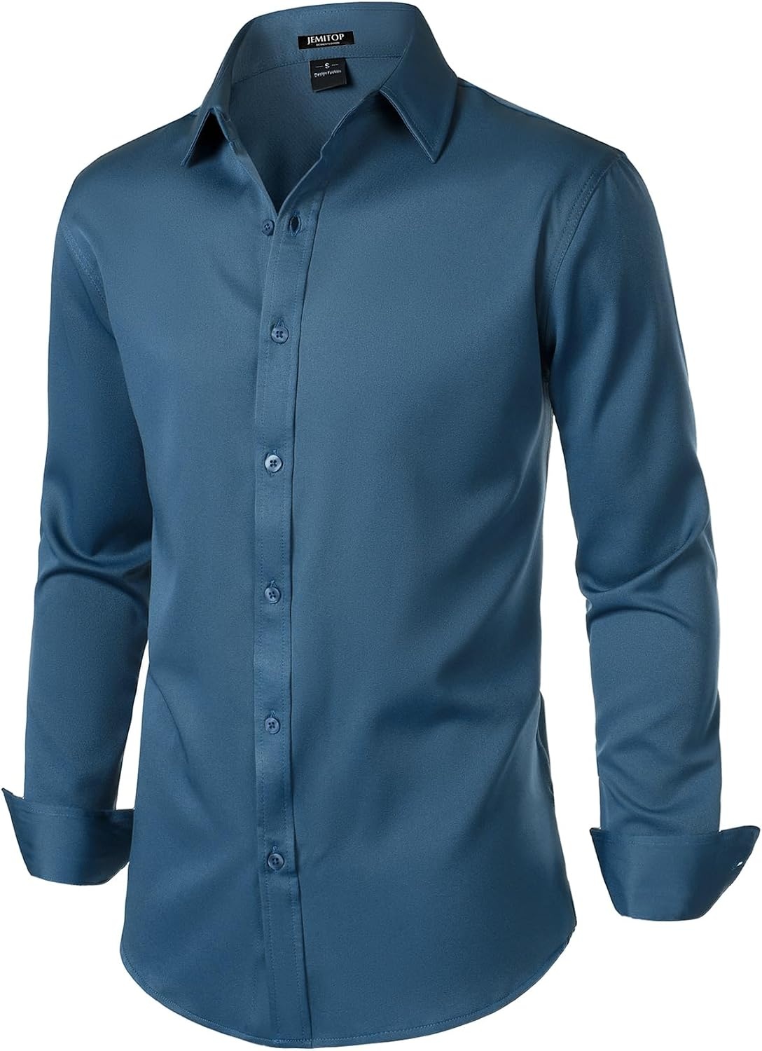 image:imageJEMITOP Mens Stretch WrinkleFree Soft Dress ShirtsDusty Blue