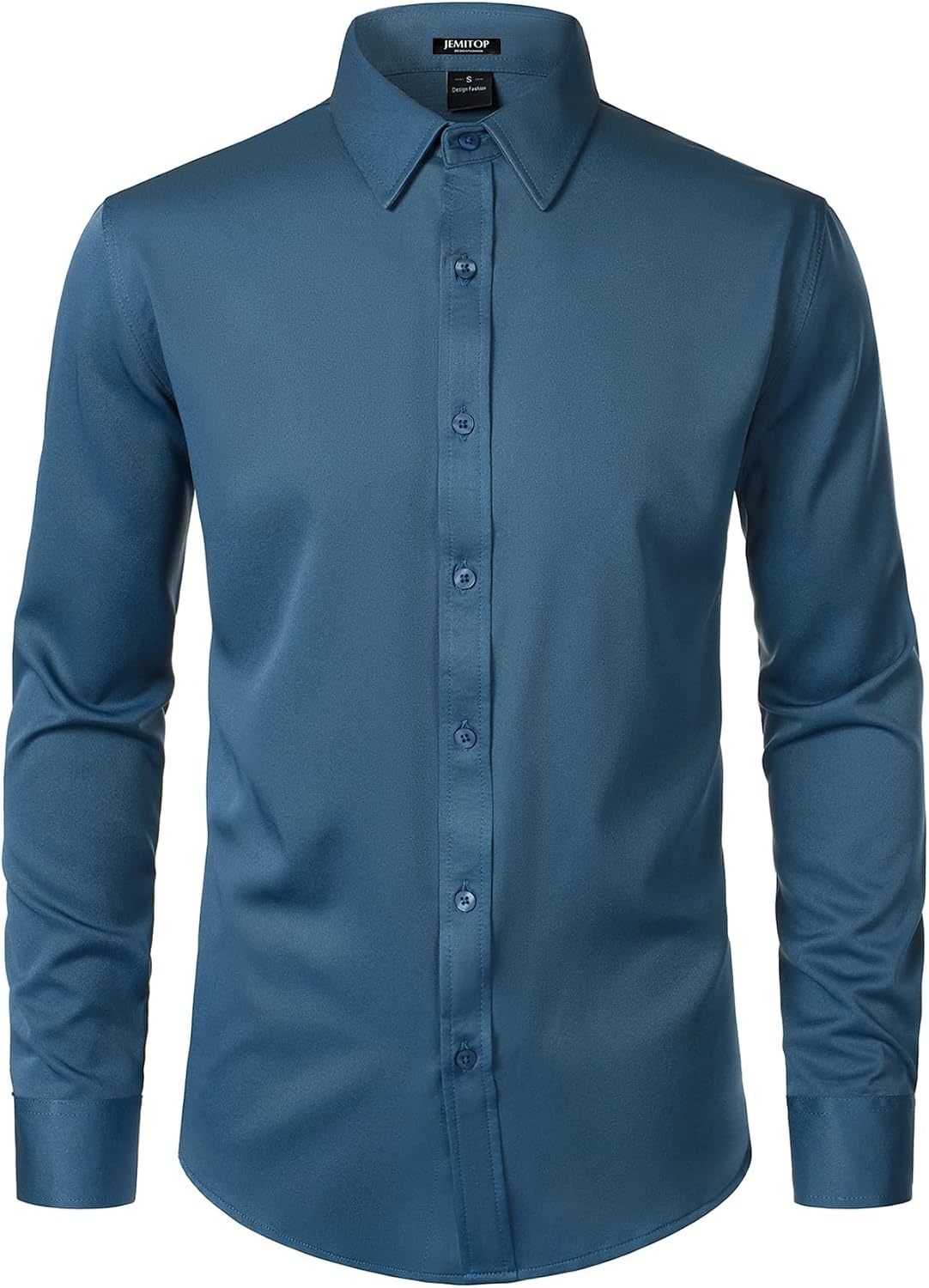 image:imageJEMITOP Mens Stretch WrinkleFree Soft Dress ShirtsDusty Blue