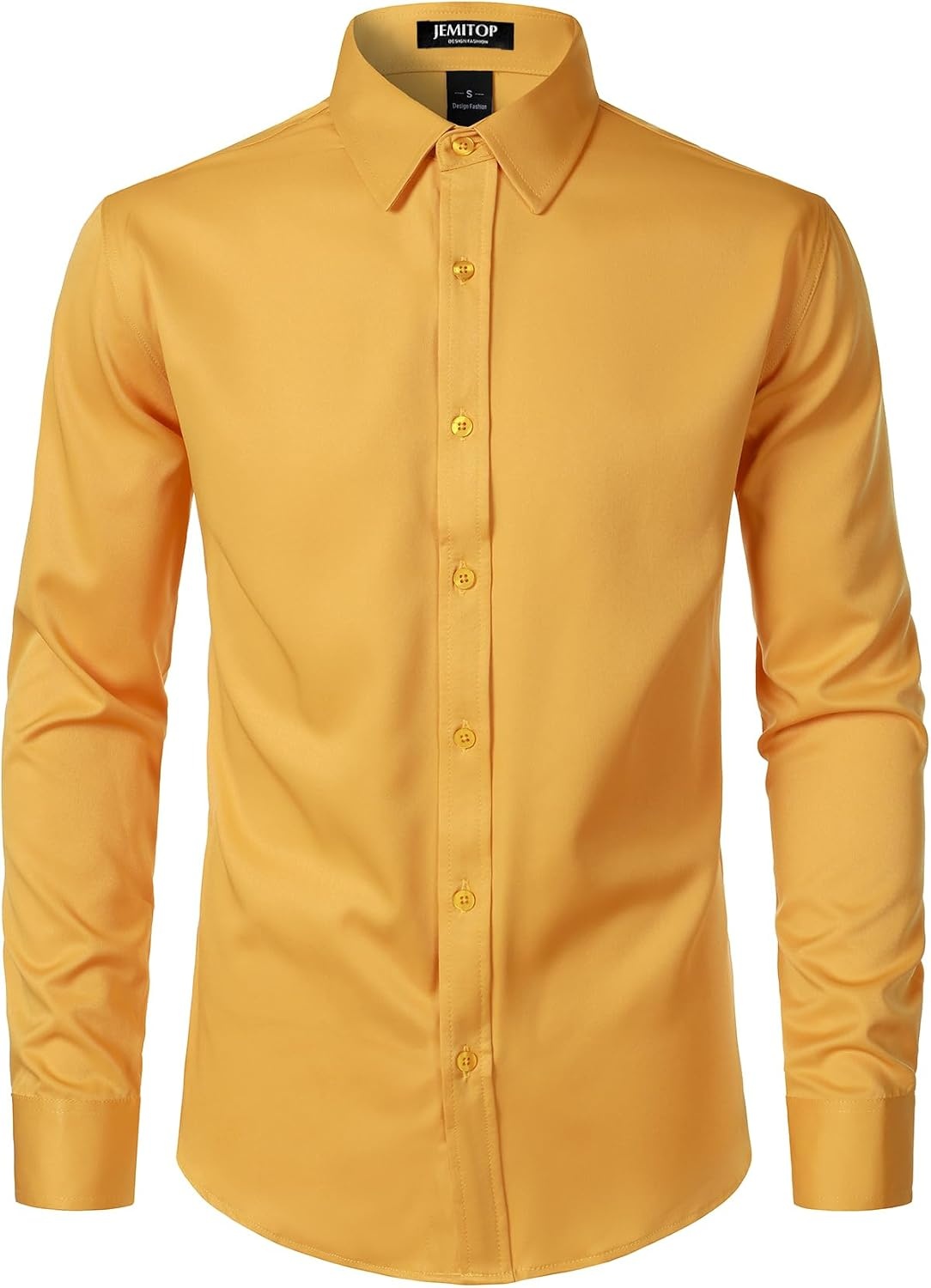image:imageJEMITOP Mens Stretch WrinkleFree Soft Dress ShirtsGold