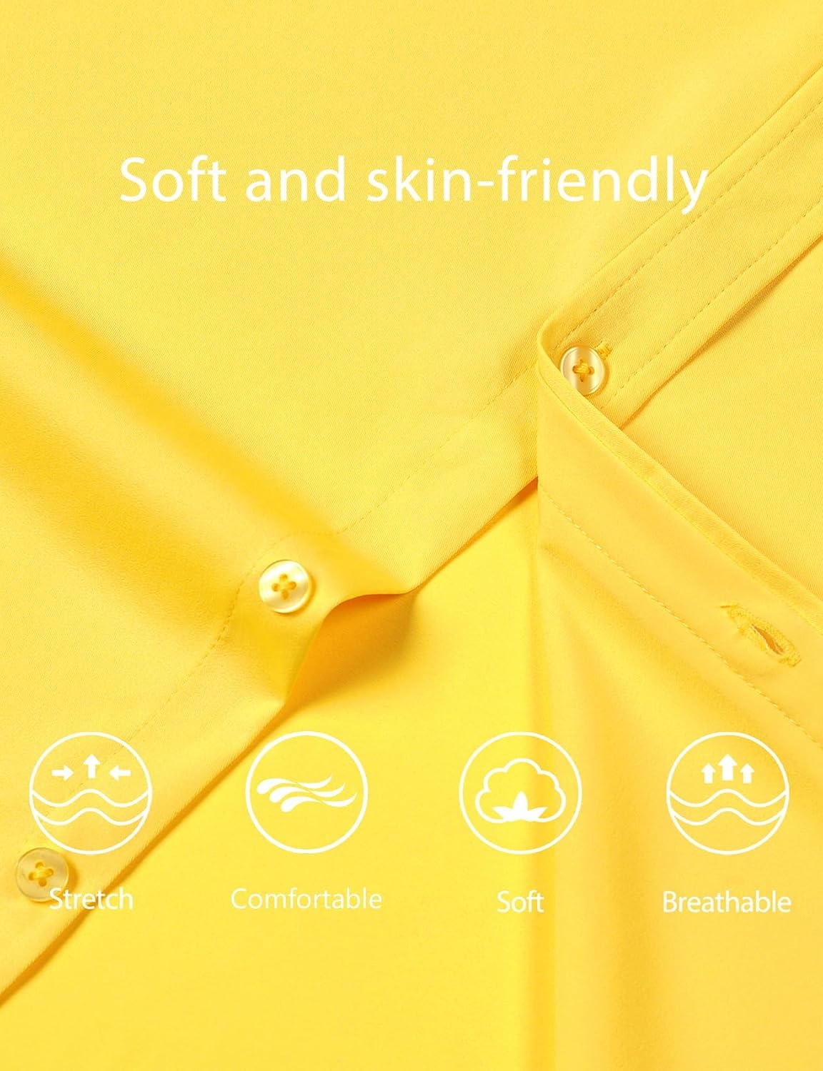 image:imageJEMITOP Mens Stretch WrinkleFree Soft Dress ShirtsLemon Yellow