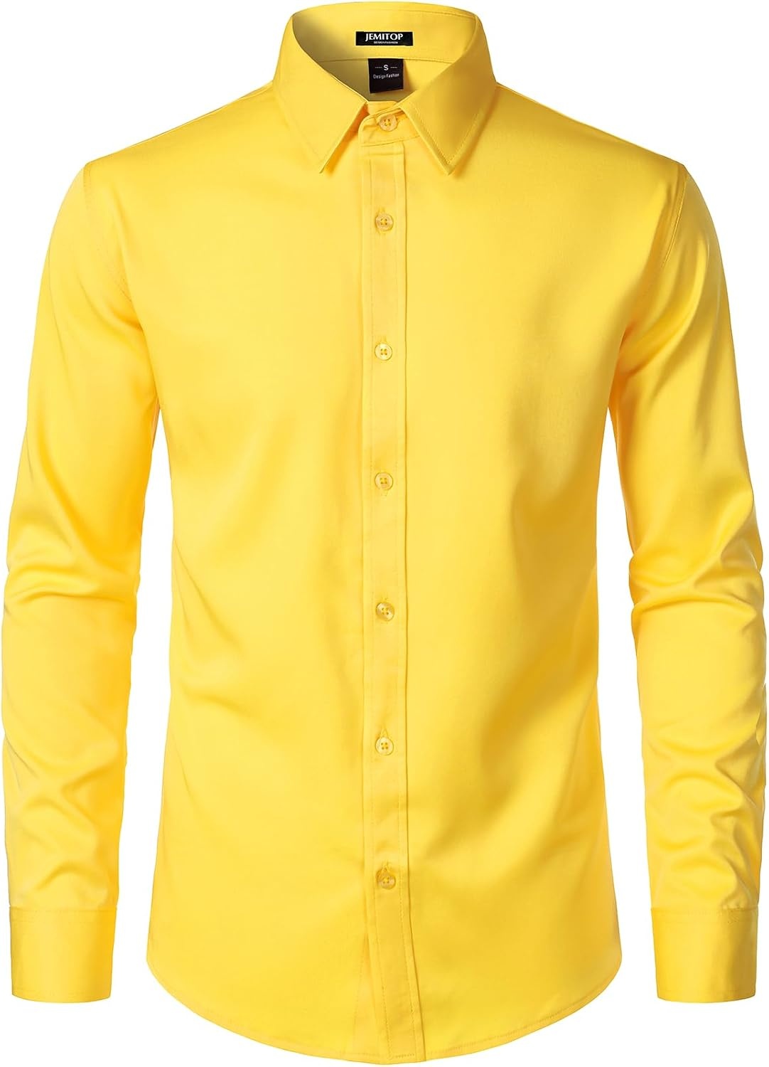 image:imageJEMITOP Mens Stretch WrinkleFree Soft Dress ShirtsLemon Yellow