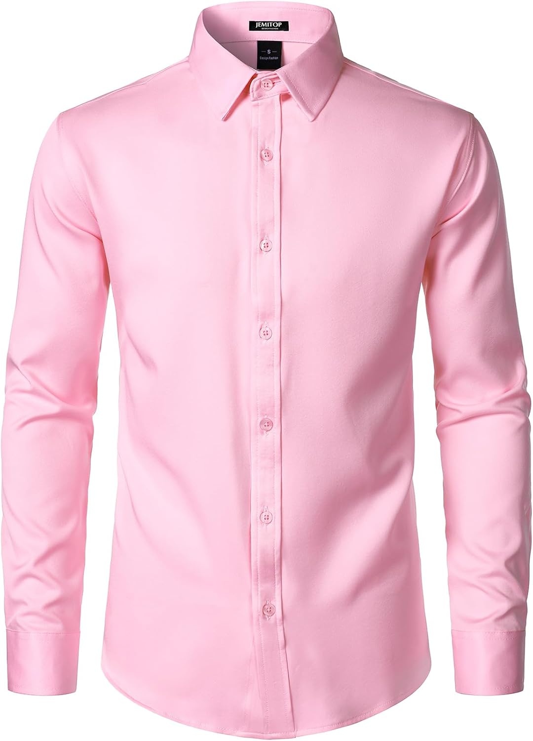 image:imageJEMITOP Mens Stretch WrinkleFree Soft Dress ShirtsPink