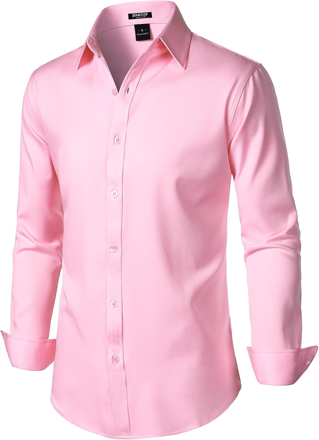 image:imageJEMITOP Mens Stretch WrinkleFree Soft Dress ShirtsPink