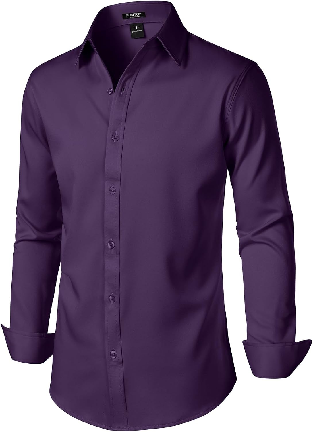 image:imageJEMITOP Mens Stretch WrinkleFree Soft Dress ShirtsPurple