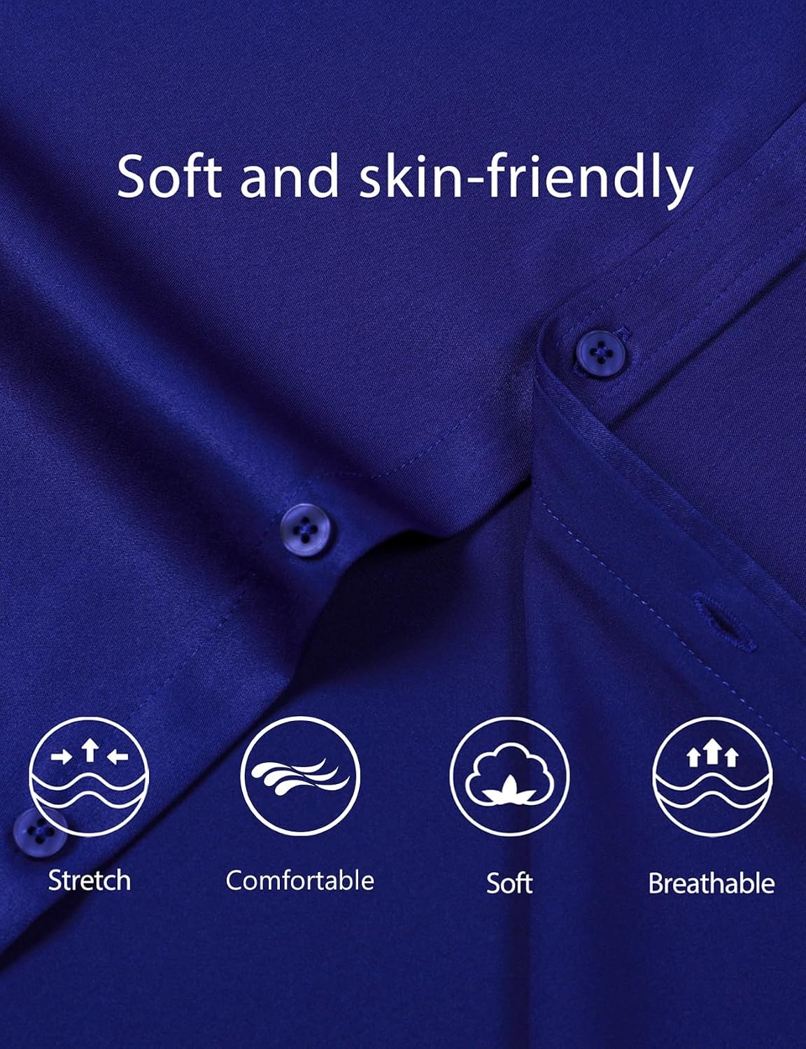 image:imageJEMITOP Mens Stretch WrinkleFree Soft Dress ShirtsRoyal Blue
